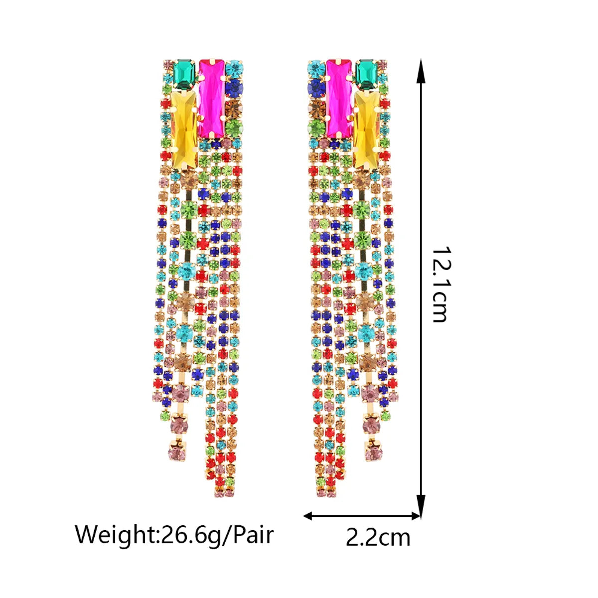 1 Pair Elegant Glam Shiny Geometric Tassel Plating Inlay Zinc Alloy Rhinestones Drop Earrings