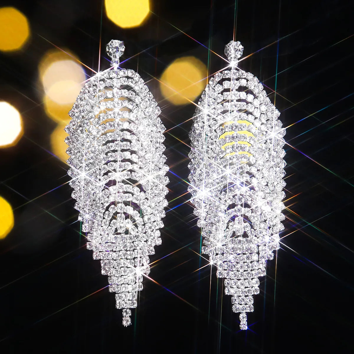 1 Pair Elegant Glam Shiny Tassel Plating Inlay Alloy Rhinestones Drop Earrings