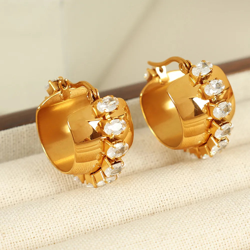 1 Pair Elegant Glam Solid Color Inlay Titanium Steel Pearl Earrings