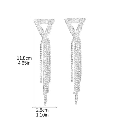 1 Pair Elegant Glam Tassel Inlay Alloy Rhinestones Drop Earrings