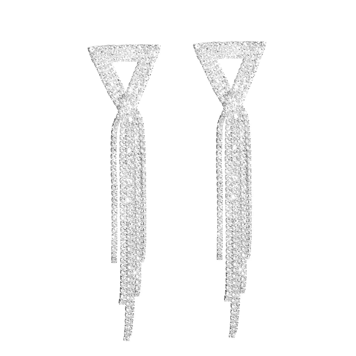 1 Pair Elegant Glam Tassel Inlay Alloy Rhinestones Drop Earrings