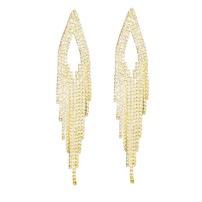 1 Pair Elegant Glam Tassel Inlay Alloy Rhinestones Drop Earrings