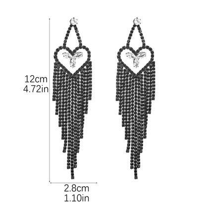 1 Pair Elegant Glam Tassel Inlay Alloy Rhinestones Drop Earrings