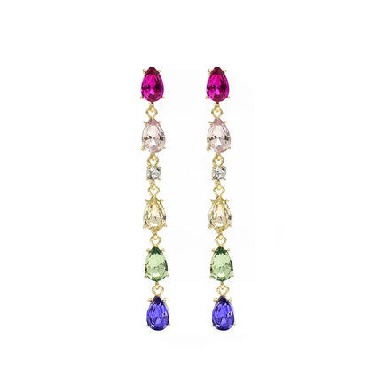 1 Pair Elegant Glam Tassel Inlay Alloy Zircon Drop Earrings