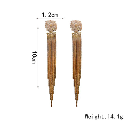 1 Pair Elegant Glam Tassel Plating Inlay Copper Zircon Drop Earrings