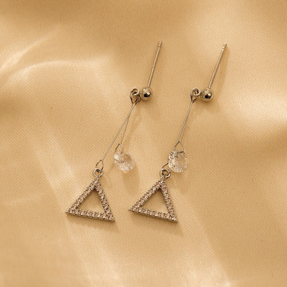 1 Pair Elegant Glam Triangle Star Plating Inlay Titanium Steel Zircon 18K Gold Plated Drop Earrings