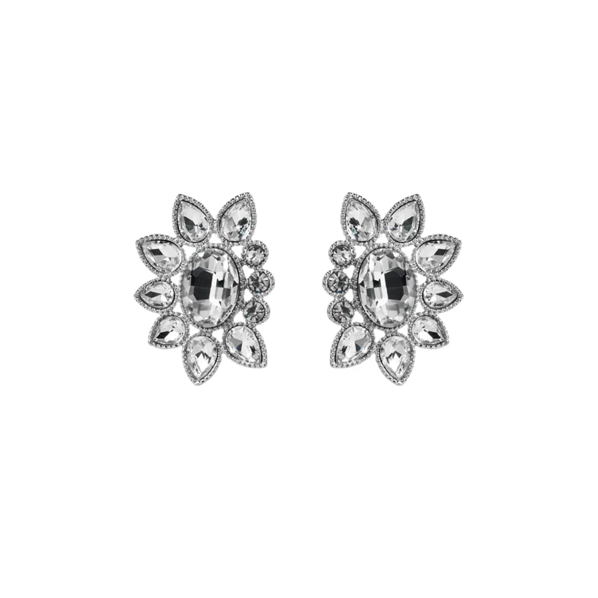 1 Pair Elegant Glam Water Droplets Flower Plating Inlay Alloy Rhinestones Gold Plated Silver Plated Ear Studs