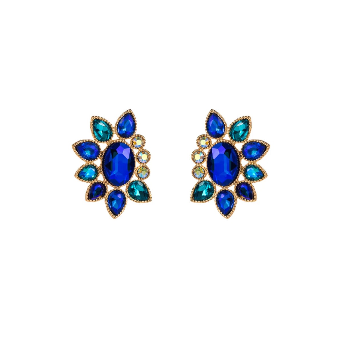 1 Pair Elegant Glam Water Droplets Flower Plating Inlay Alloy Rhinestones Gold Plated Silver Plated Ear Studs