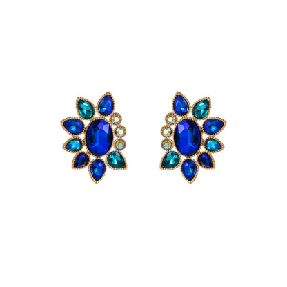 1 Pair Elegant Glam Water Droplets Flower Plating Inlay Alloy Rhinestones Gold Plated Silver Plated Ear Studs