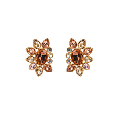 1 Pair Elegant Glam Water Droplets Flower Plating Inlay Alloy Rhinestones Gold Plated Silver Plated Ear Studs