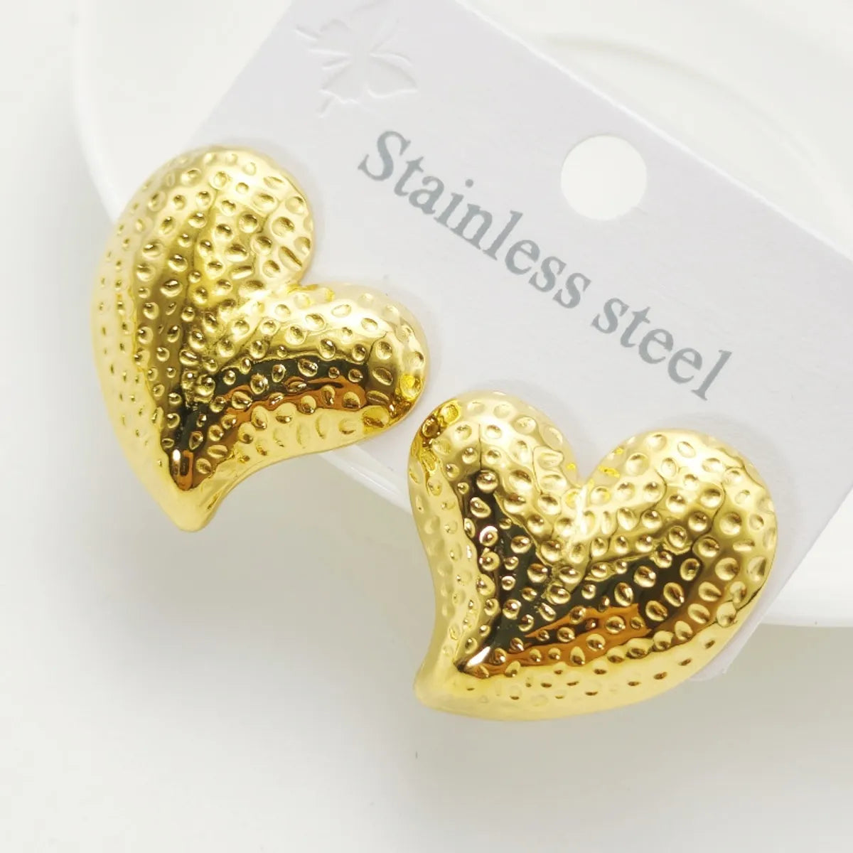 1 Pair Elegant Heart Shape 304 Stainless Steel 18K Gold Plated Ear Studs