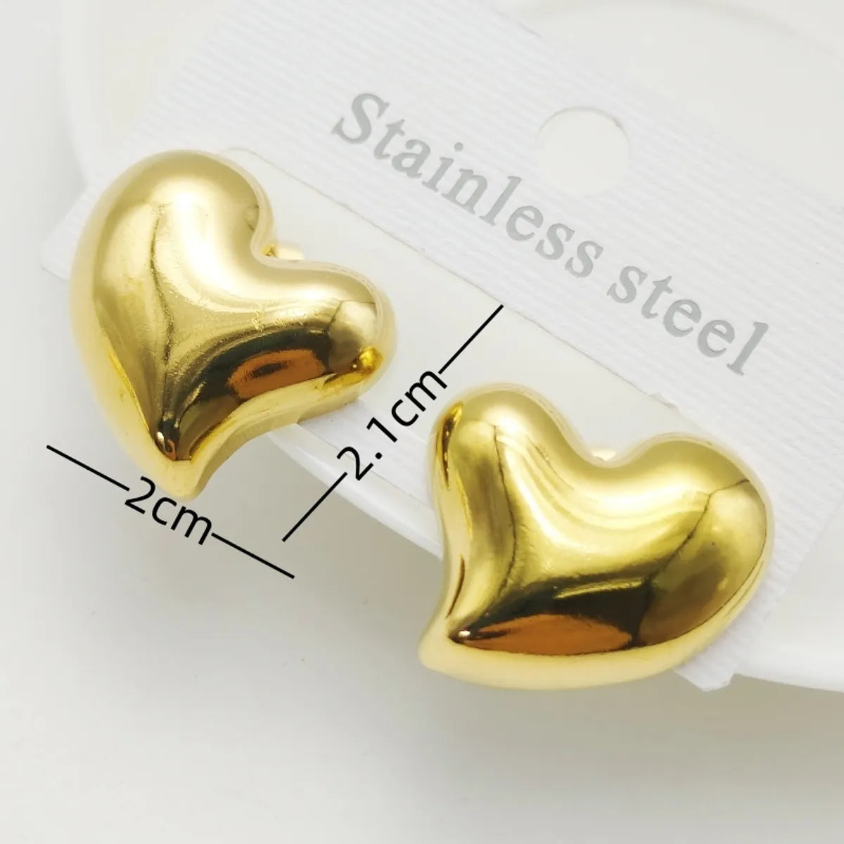 1 Pair Elegant Heart Shape 304 Stainless Steel 18K Gold Plated Ear Studs