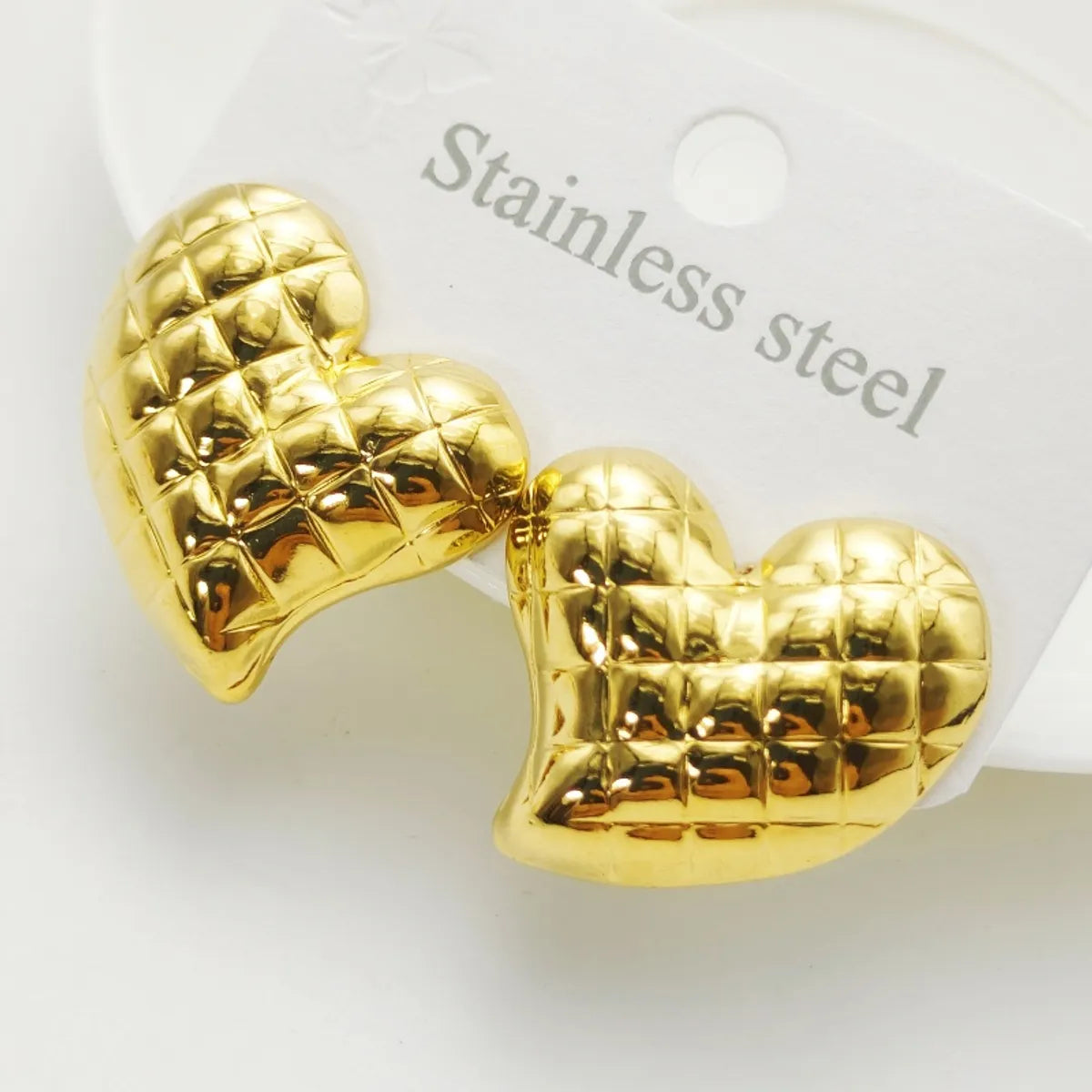 1 Pair Elegant Heart Shape 304 Stainless Steel 18K Gold Plated Ear Studs