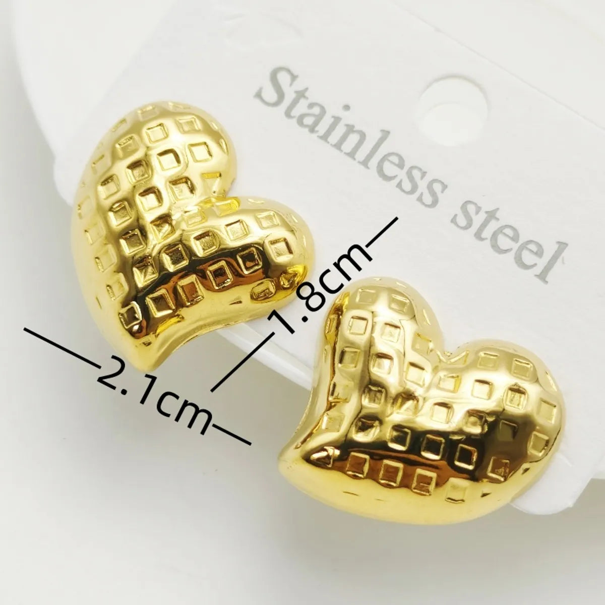 1 Pair Elegant Heart Shape 304 Stainless Steel 18K Gold Plated Ear Studs