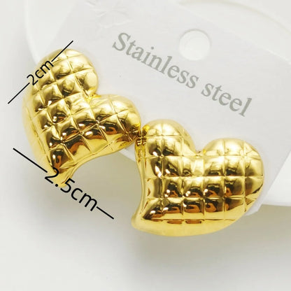 1 Pair Elegant Heart Shape 304 Stainless Steel 18K Gold Plated Ear Studs