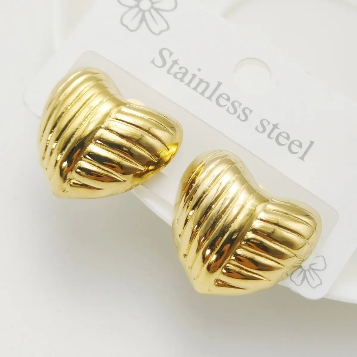 1 Pair Elegant Heart Shape 304 Stainless Steel 18K Gold Plated Ear Studs