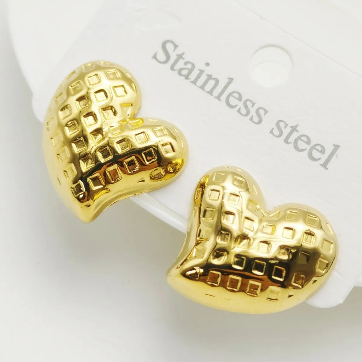 1 Pair Elegant Heart Shape 304 Stainless Steel 18K Gold Plated Ear Studs