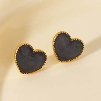 1 Pair Elegant Heart Shape 304 Stainless Steel Ear Studs