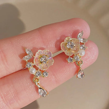 1 Pair Elegant Heart Shape Alloy Inlay Zircon Women'S Drop Earrings