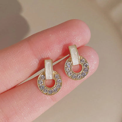 1 Pair Elegant Heart Shape Alloy Inlay Zircon Women'S Drop Earrings