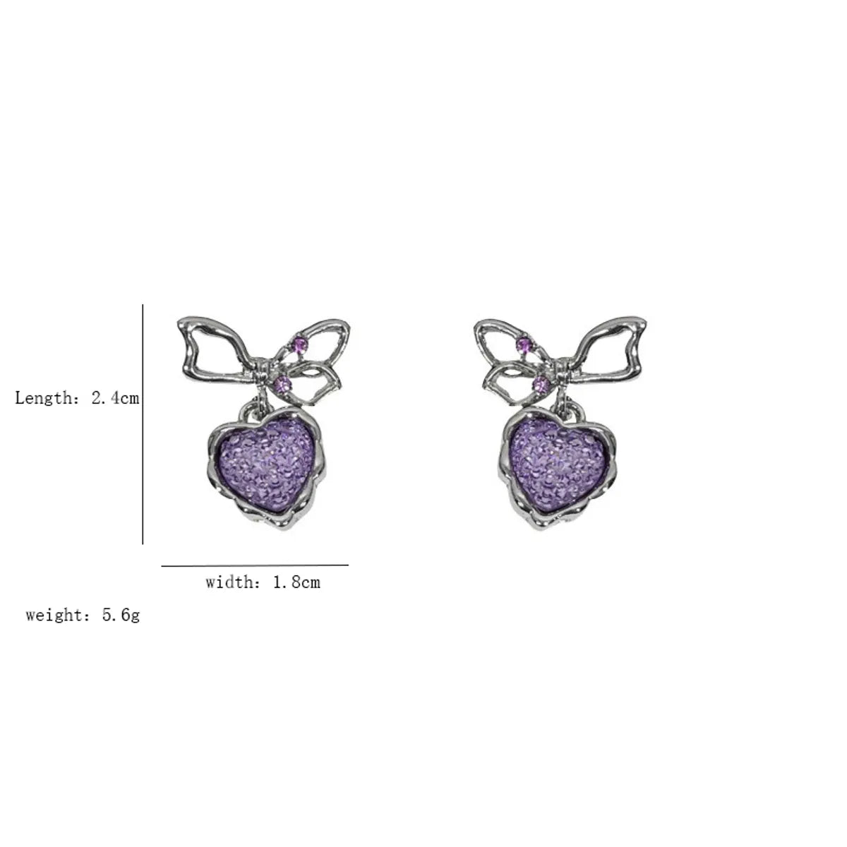 1 Pair Elegant Heart Shape Bow Knot Alloy Drop Earrings