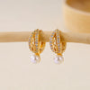 1 Pair Elegant Heart Shape Bow Knot Inlay Brass Zircon Drop Earrings