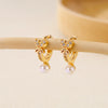 1 Pair Elegant Heart Shape Bow Knot Inlay Brass Zircon Drop Earrings