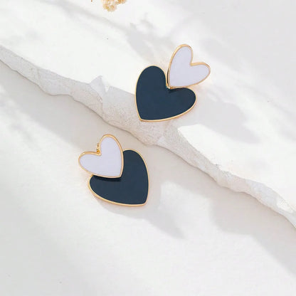 1 Pair Elegant Heart Shape Enamel Alloy Drop Earrings