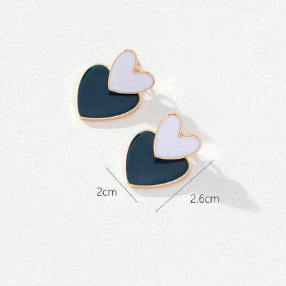 1 Pair Elegant Heart Shape Enamel Alloy Drop Earrings