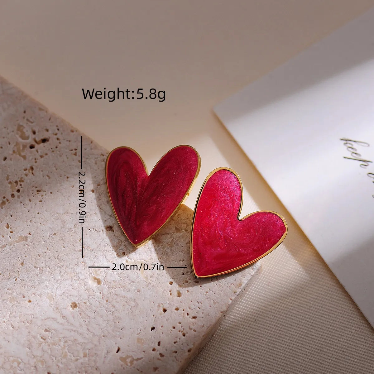 1 Pair Elegant Heart Shape Enamel Plating Stainless Steel 18k Gold Plated Ear Studs