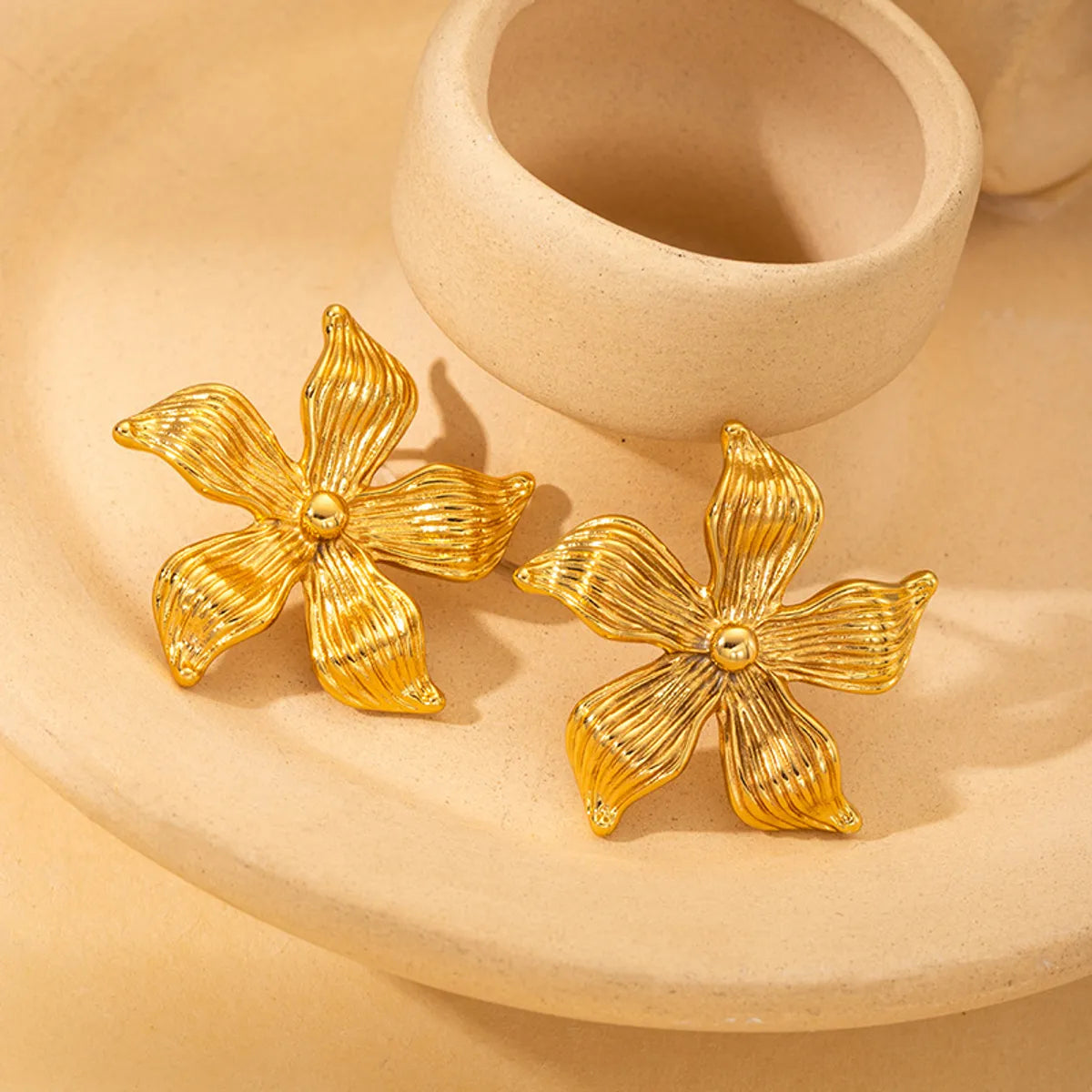 1 Pair Elegant Heart Shape Flower Bow Knot 304 Stainless Steel Ear Studs