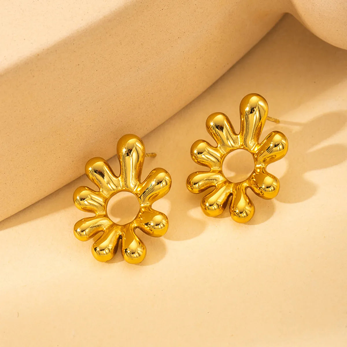 1 Pair Elegant Heart Shape Flower Bow Knot 304 Stainless Steel Ear Studs