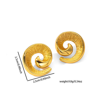 1 Pair Elegant Heart Shape Flower Spiral Titanium Steel Ear Studs