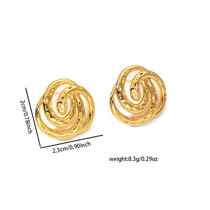 1 Pair Elegant Heart Shape Flower Spiral Titanium Steel Ear Studs