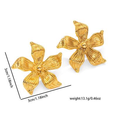 1 Pair Elegant Heart Shape Flower Spiral Titanium Steel Ear Studs