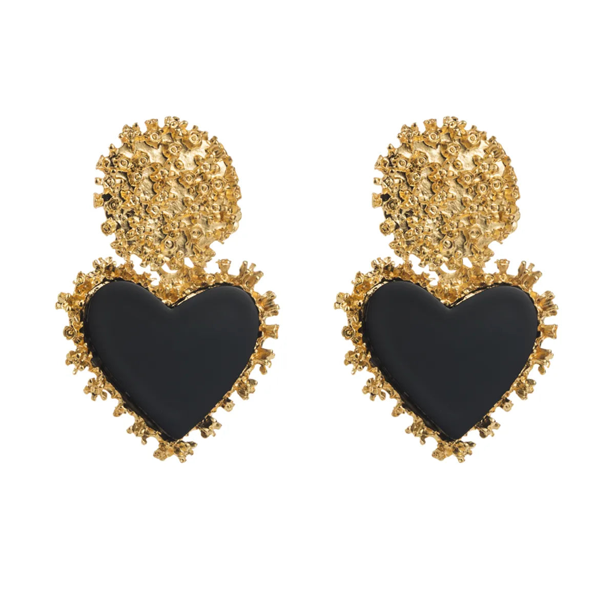 1 Pair Elegant Heart Shape Inlay Alloy Resin Resin Gold Plated Drop Earrings