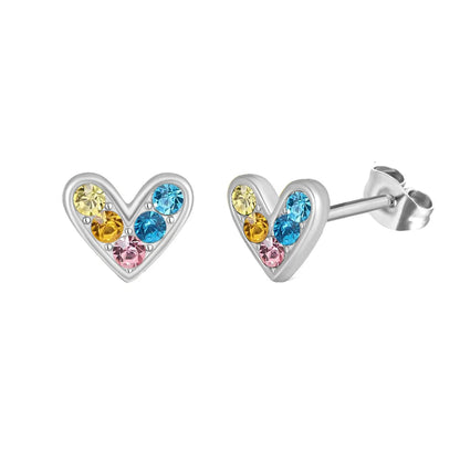 1 Pair Elegant Heart Shape Inlay Titanium Steel Zircon Ear Studs