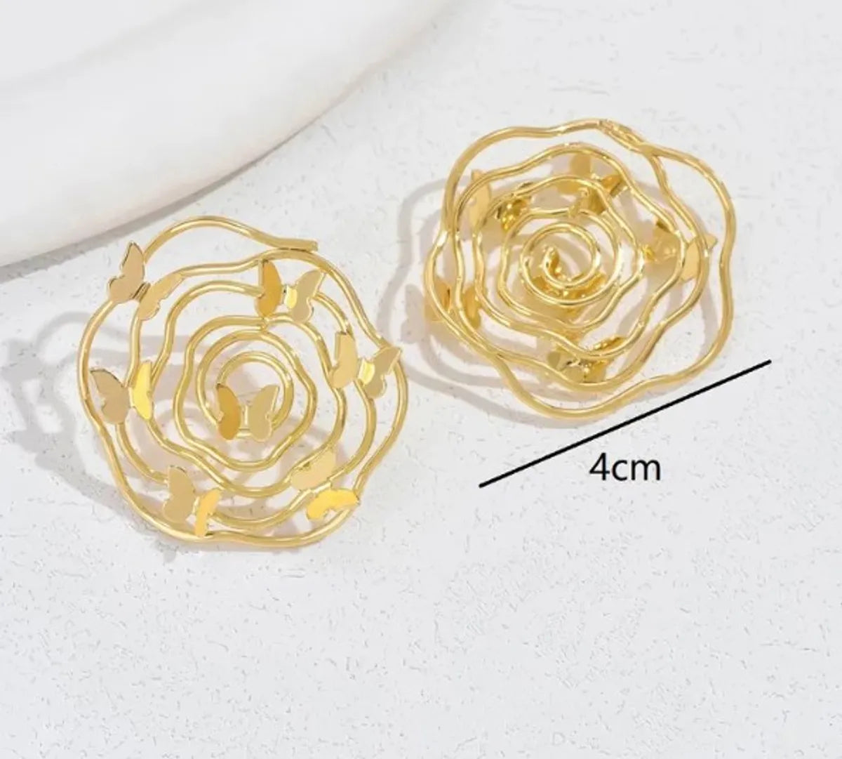 1 Pair Elegant Heart Shape Knot Butterfly Irregular Layered Plating Copper Ear Studs