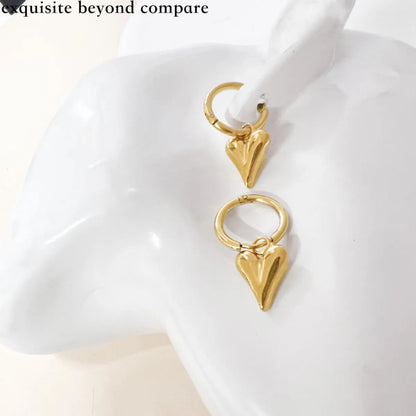 1 Pair Elegant Heart Shape Patchwork Stainless Steel Earrings