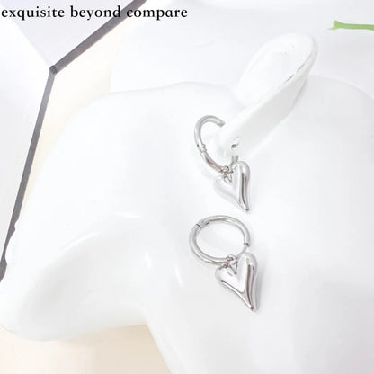 1 Pair Elegant Heart Shape Patchwork Stainless Steel Earrings