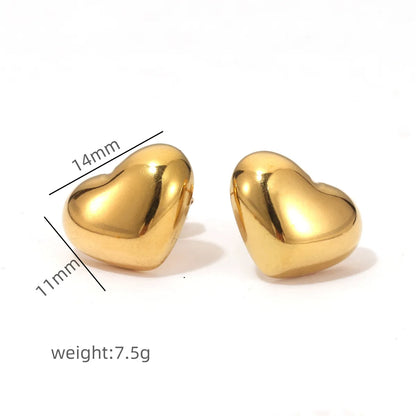 1 Pair Elegant Heart Shape Plating 304 Stainless Steel Drop Earrings