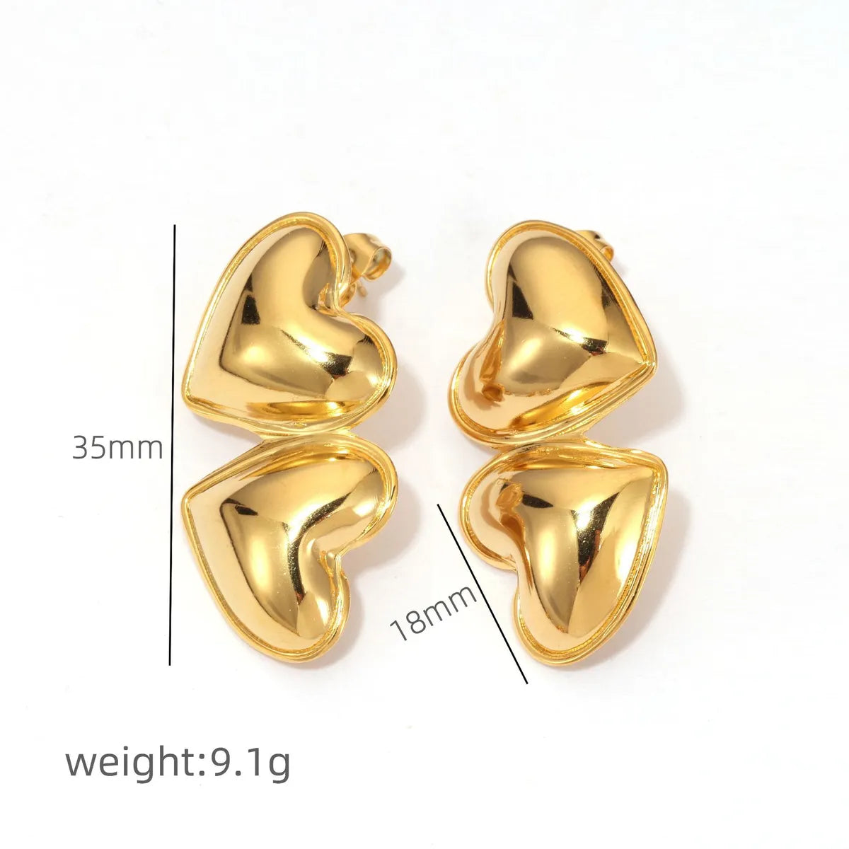 1 Pair Elegant Heart Shape Plating 304 Stainless Steel Drop Earrings