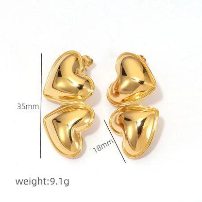 1 Pair Elegant Heart Shape Plating 304 Stainless Steel Drop Earrings