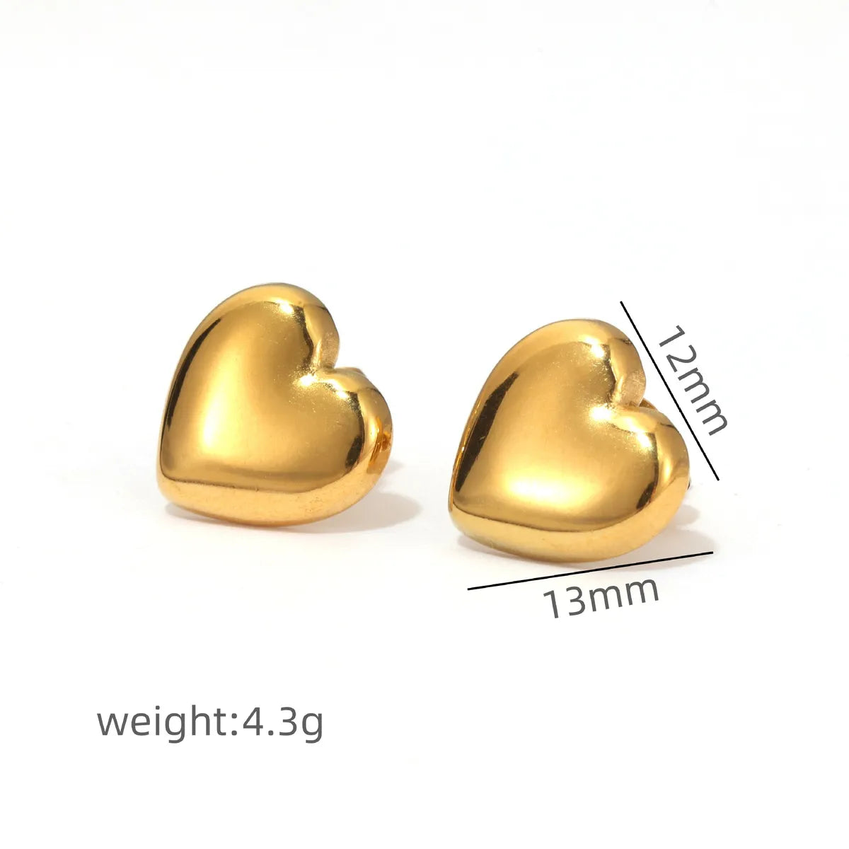 1 Pair Elegant Heart Shape Plating 304 Stainless Steel Drop Earrings