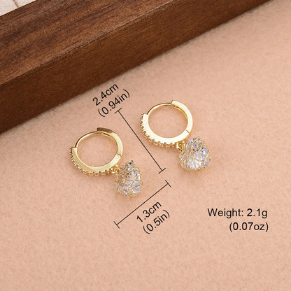 1 Pair Elegant Heart Shape Plating Inlay Copper Zircon 14k Gold Plated Earrings