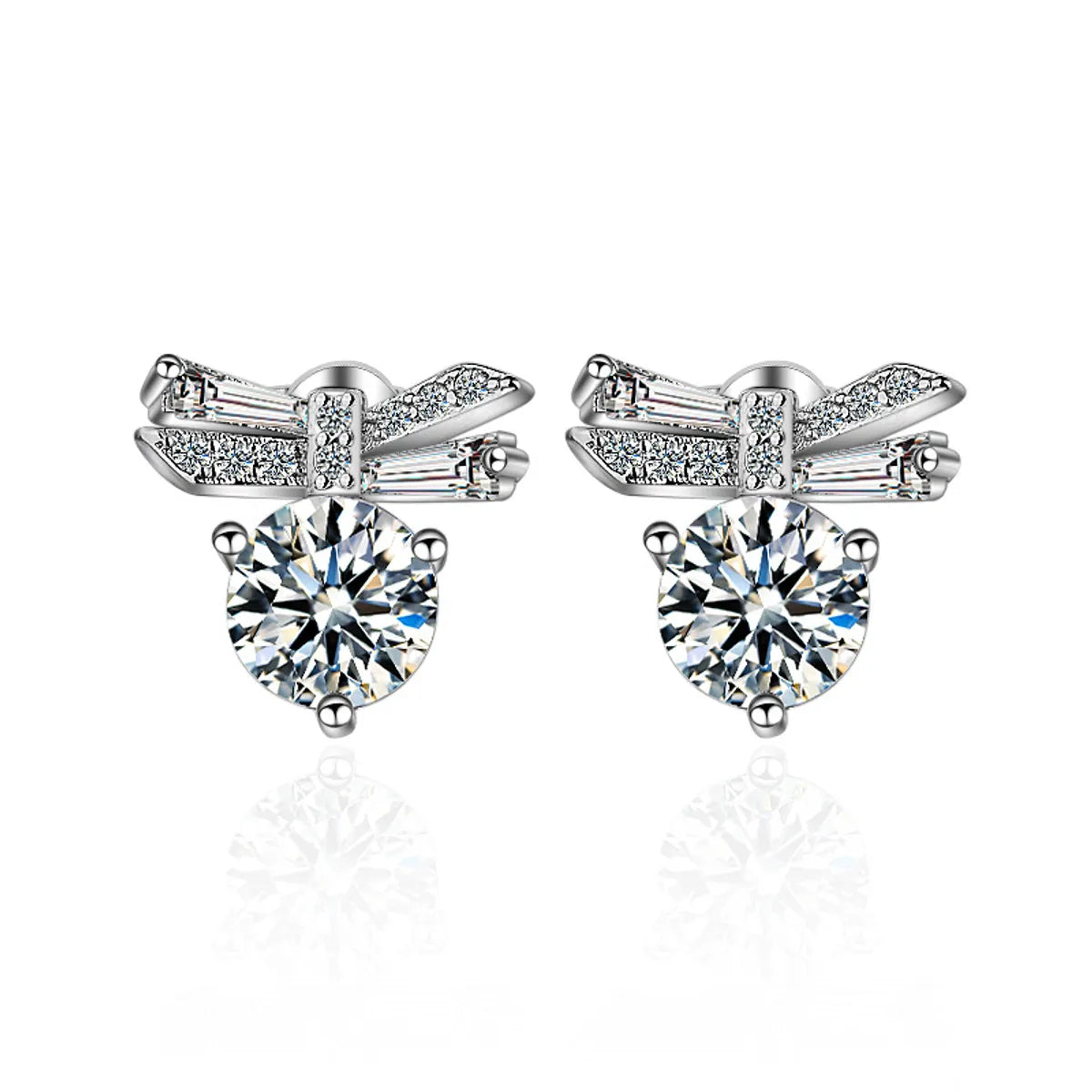 1 Pair Elegant Heart Shape Plating Inlay Copper Zircon White Gold Plated Ear Studs