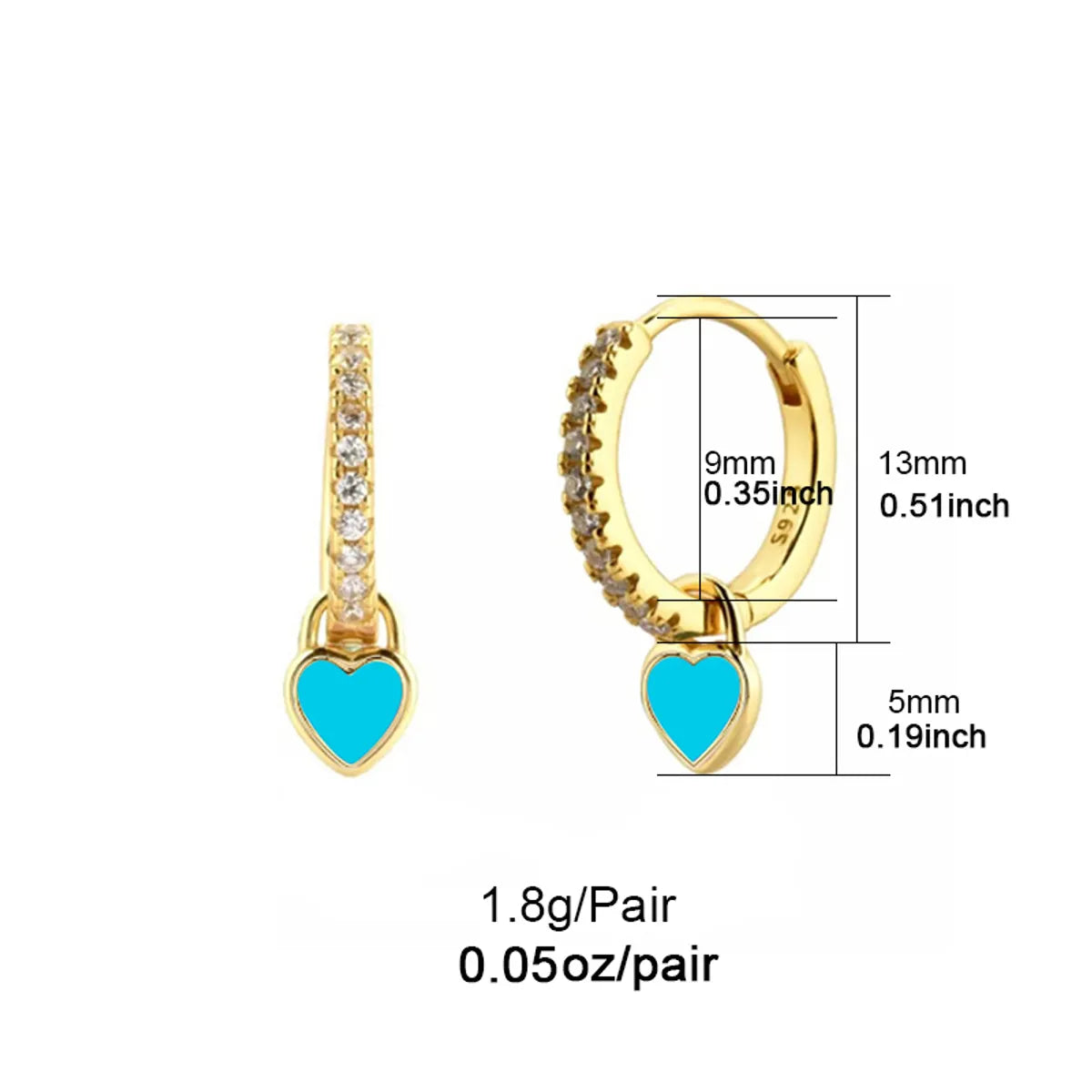 1 Pair Elegant Heart Shape Plating Inlay Copper Zircon White Gold Plated Gold Plated Earrings