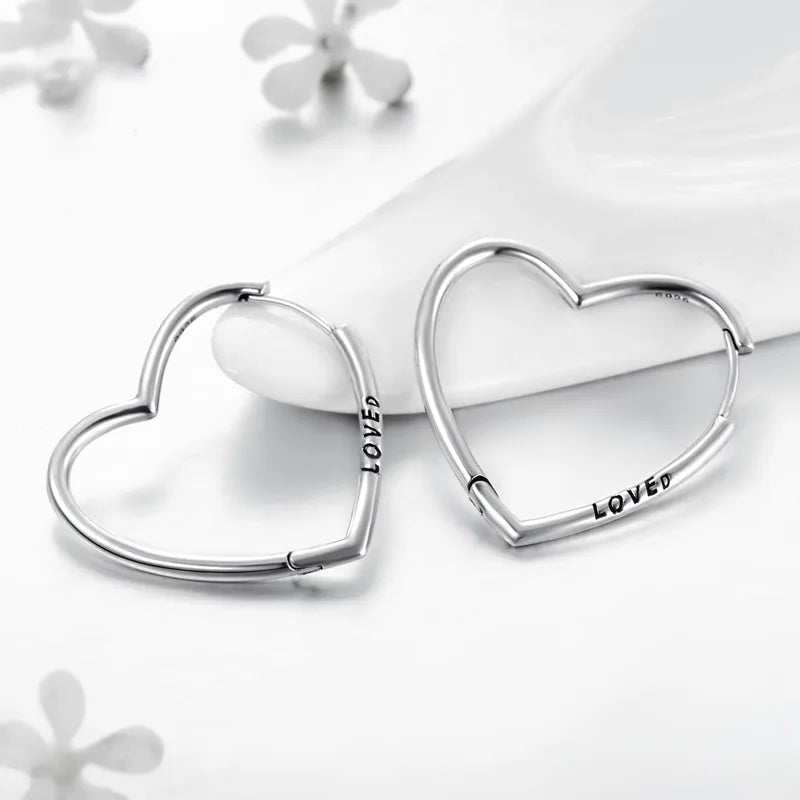 1 Pair Elegant Heart Shape Sterling Silver Plating Three-Dimensional Earrings