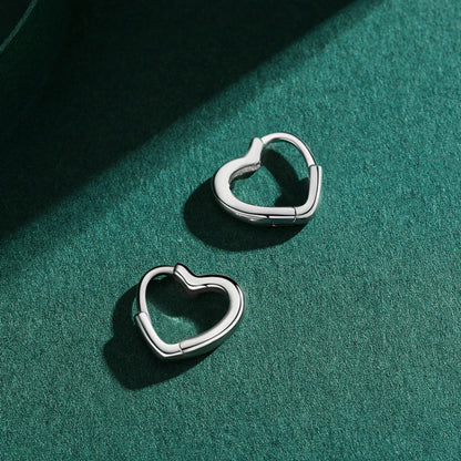 1 Pair Elegant Heart Shape Sterling Silver Plating Three-dimensional Rhodium Plated Earrings