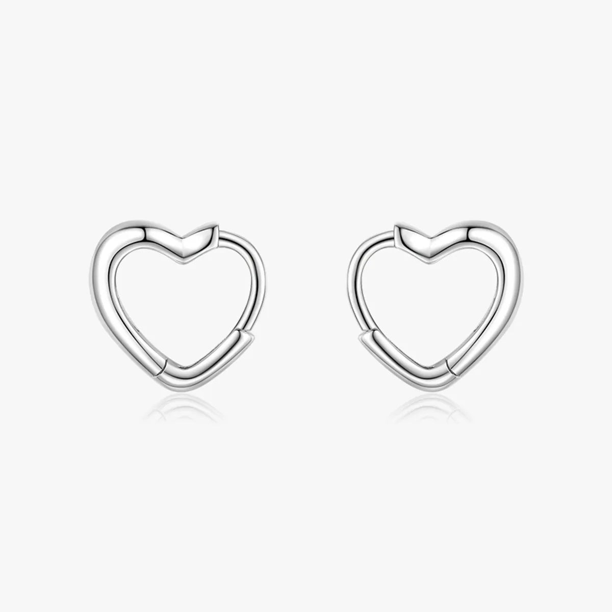 1 Pair Elegant Heart Shape Sterling Silver Plating Three-dimensional Rhodium Plated Earrings